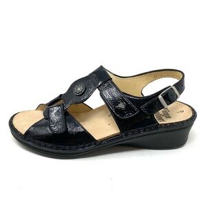 Finn Comfort Adana Black Patent Leather Sandals
